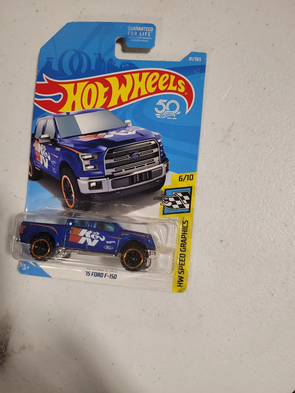 Hot Wheels '15 Ford F-150 Blue Die-Cast Truck - Racing Graphics
